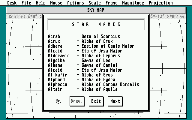 Sky Map atari screenshot